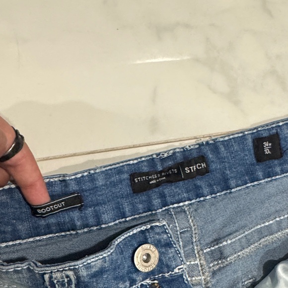 Men's Light Blue Flare Jeans - Picture 3 of 8